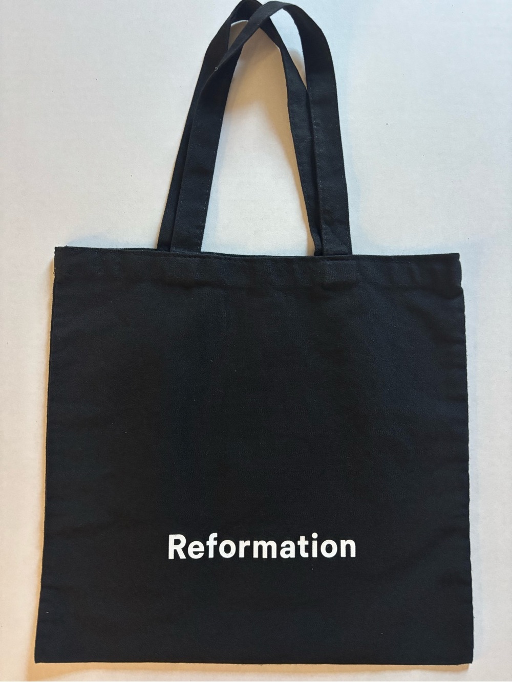 Reformation Black Canvas Tote with White Logo